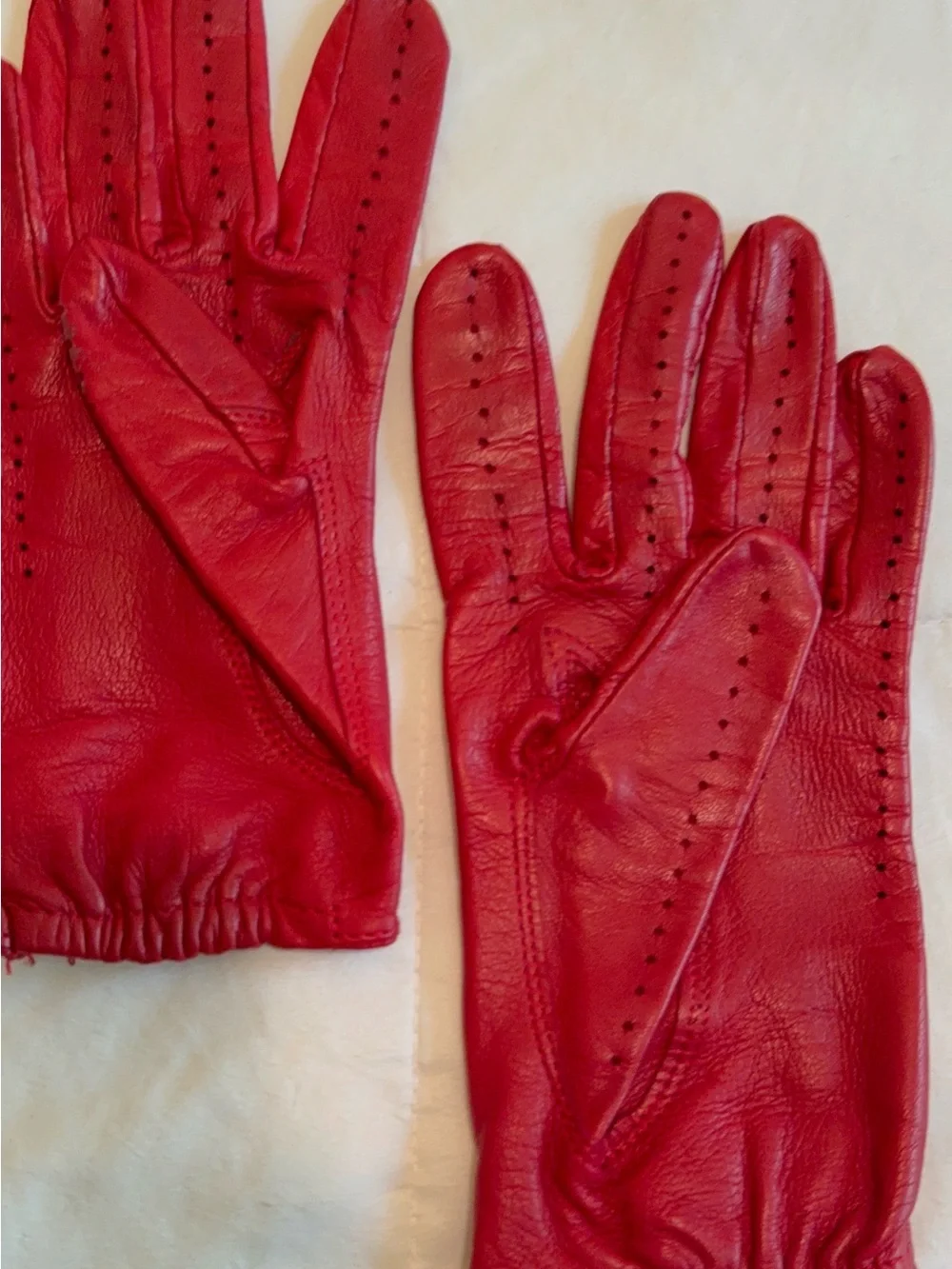 Classic Red Leather Driving Gloves for Women